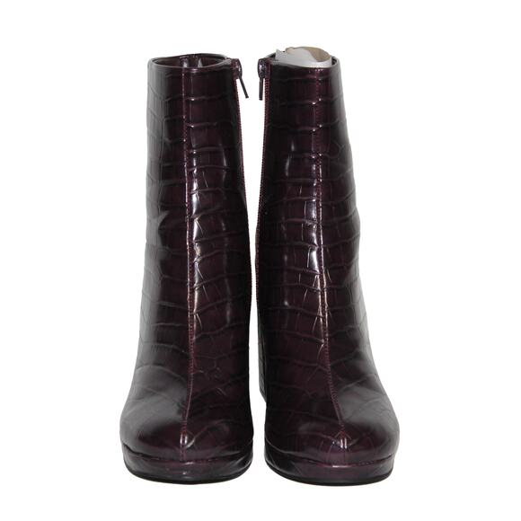 Rachel Zoe Deep Mahogany Croc-Embossed Maya Heeled Platform Bootie Size 9 - Picture 2 of 6